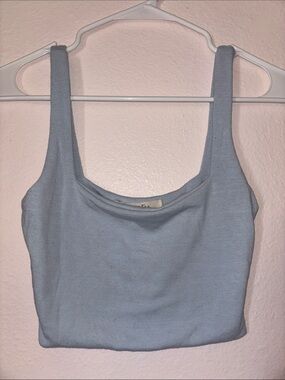 OOTDFash Light Blue Scoop Neck Cropped Tank, Size S